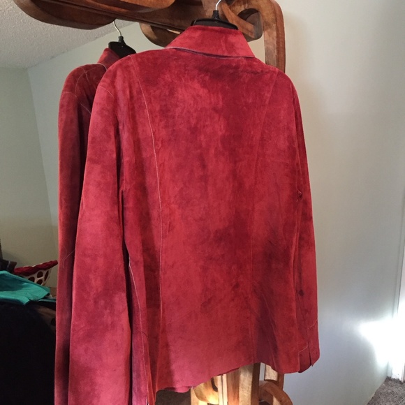 Sandra Angelozzi red suede shirt jacket, EU 40/US 6-8, EUC, like new. - Picture 2 of 5